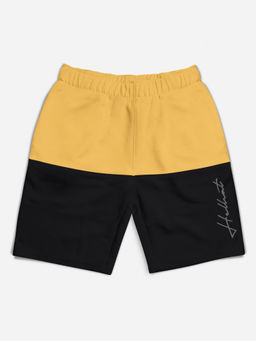 HELLCAT - Mustard Colorblocked Mid Rise Shorts for Girls