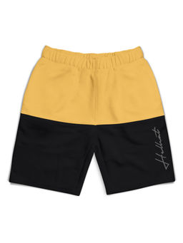 HELLCAT - Mustard Colorblocked Mid Rise Shorts for Boys
