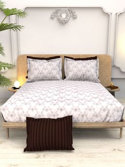 the White Moss - Christe 100% Cotton 220 TC Printed Bedsheet with 4 Pillow Covers (King)