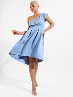 PINACOLADA - Womens Solid One Shoulder High-Low Regular Fit Dress