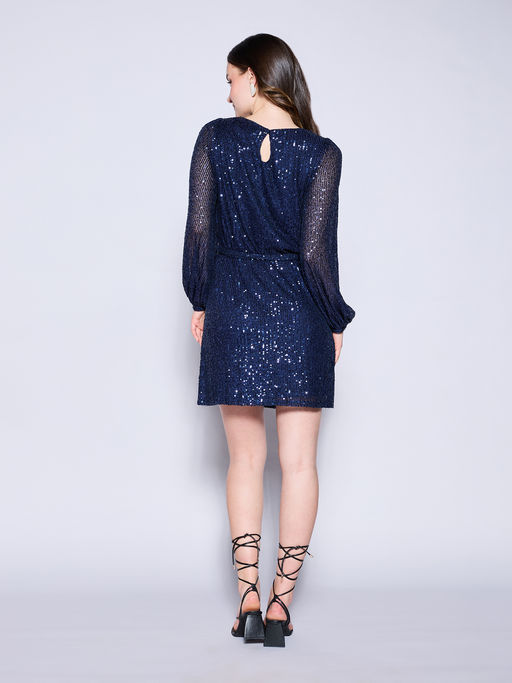 lipsy long sleeve shift dress Lipsy LONG SLEEVE TRIM DETAIL MIDI - Shift dress - blue