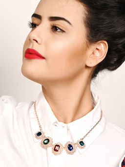 Odette - Multi-Coloured Pearl and Rhinestone Collar Necklace
