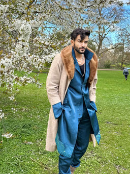 Jatin Malik - Tilted Teal Shacket (Set of 3)