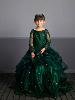 ZIP ZAP ZOOP - Green Exaggerated Princess Gown Dress