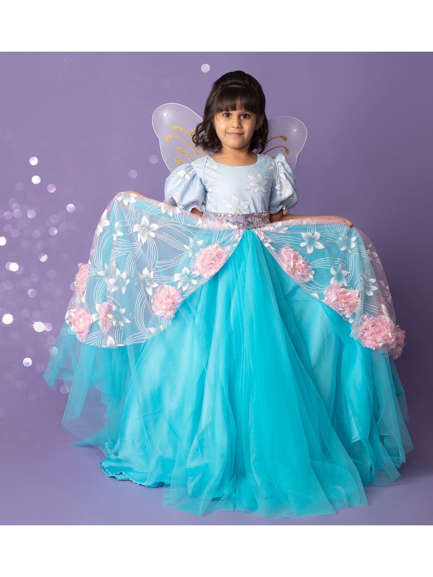 Buy ZIP ZAP ZOOP Blue and Pink Ultimate Princess Look Party Gown