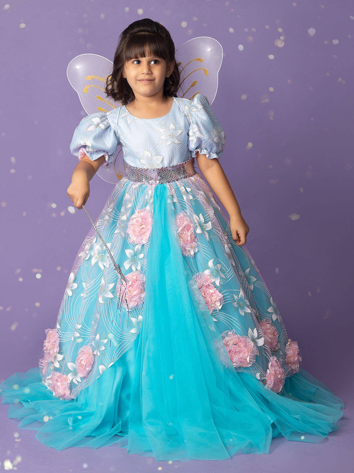 Buy ZIP ZAP ZOOP Blue and Pink Ultimate Princess Look Party Gown