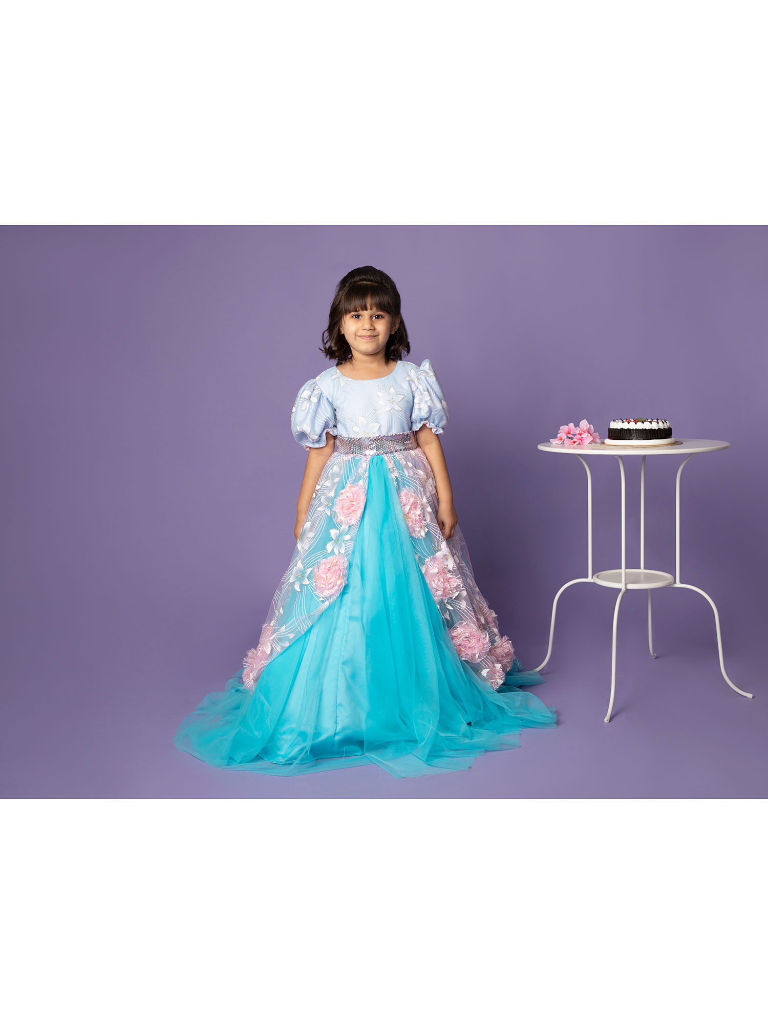Buy ZIP ZAP ZOOP Blue and Pink Ultimate Princess Look Party Gown