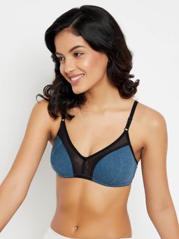 Clovia - Non-Padded Non-Wired Full Cup Colour block Bra - Cotton - Teal