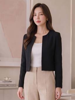 Style Quotient - Women Solid Black Polyester Formal Shrug