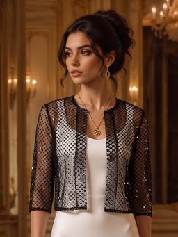 Style Quotient - Women Black Sequin Party Shrug