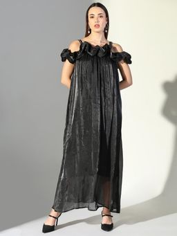 SHOWOFF - Edition Women's Black Embellished A-Line Dress