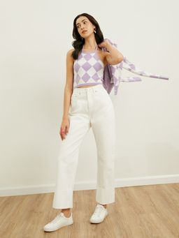 Pomelo - Argyle Pattern Halter Top - Purple