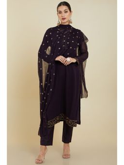 Soch - Women Purple Georgette Suit (Set of 3)