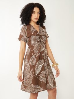 max - Women Printed Twist Detail Knee Dress