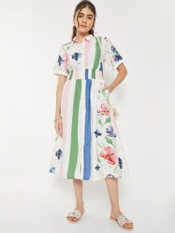 max - Women Printed Shirt Midi Dress