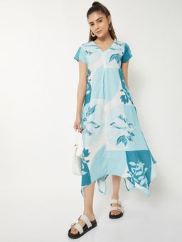 max - Women Printed Handkerchief Hem Midi Dress