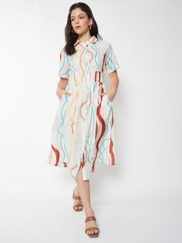max - Women Printed Shirt Midi Dress