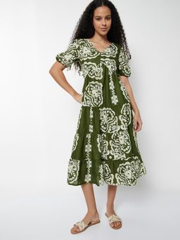 max - Women Printed Tiered Midi Dress