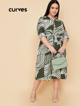 max - Women Printed Shirt Midi Dress