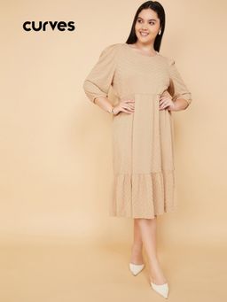 max - Women Textured Knit A-Line Midi Dress