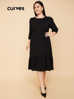 max - Women Textured Knit A-Line Midi Dress