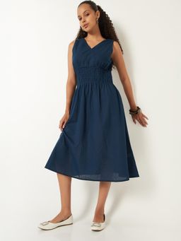 max - Women Solid A-Line Midi Dress