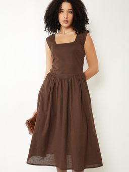 max - Women Solid A-Line Midi Dress