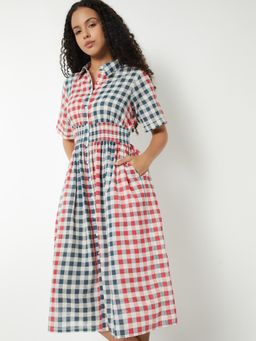 max - Women Checked A-Line Shirt Midi Dress