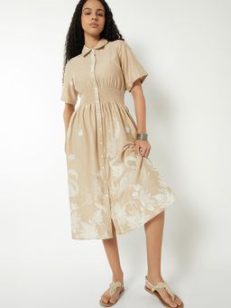 max - Women Printed A-Line Shirt Midi Dress