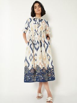 max - Women Printed Smocked Shirt Midi Dress