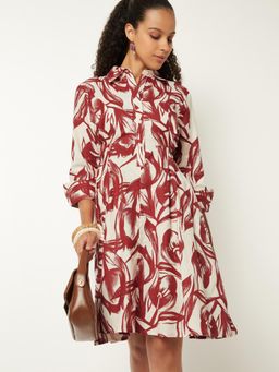 max - Women Printed Shirt Knee Dress