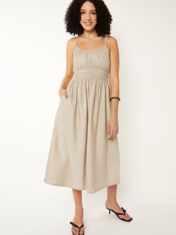 max - Women Solid A-Line Midi Dress