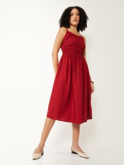 max - Women Solid A-Line Midi Dress
