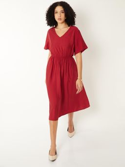 max - Women Solid A-Line Midi Dress