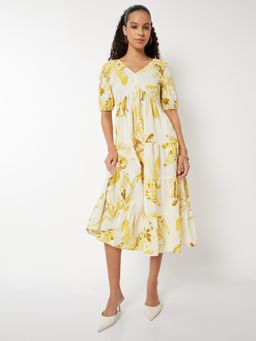 max - Women Floral Print Tiered Midi Dress