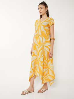 max - Women Printed Handkerchief Hem Midi Dress
