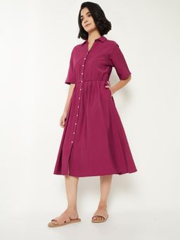 max - Women Solid Shirt Midi Dress