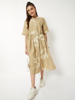 max - Women Floral Print Shirt Midi Dress