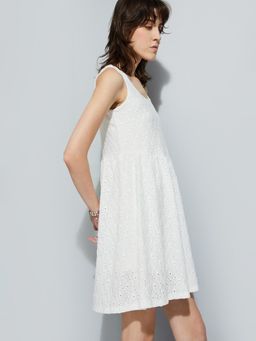 max - Women Schiffli Fit and Flare Mini Dress