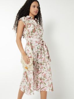 max - Women Tropical Print Midi Shirt Midi Dress