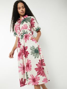 max - Girls Floral Print Midi Shirt Midi Dress