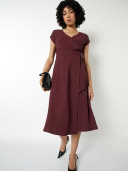 max - Women Textured Wrap Midi Dress