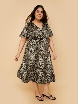 max - Women Printed Wrap Midi Dress