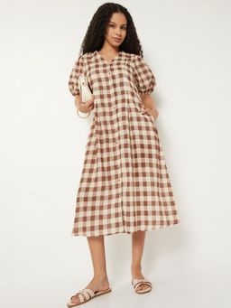 max - Women Checked Shirt Midi Dress