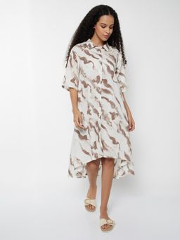 max - Women Printed High-Low Shirt Knee Dress