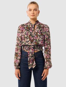Forever New - Multi-Color Gloria Shirred Printed Blouse