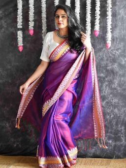 Sundarii - Shimmra - Jacquard Tissue Saree With Unstitched Blouse
