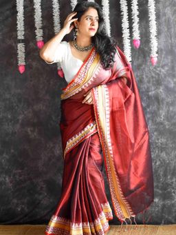 Sundarii - Radiant Star - Jacquard Tissue Saree With Unstitched Blouse