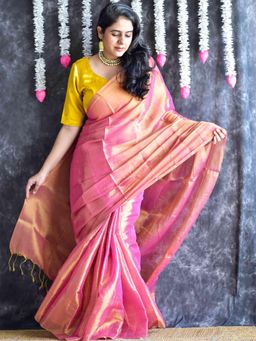 Sundarii - Chandrika Glow - Tissue Saree With Unstitched Blouse