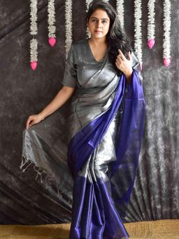 Sundarii - Abha - Dual Shaded Tissue Saree With Unstitched Blouse